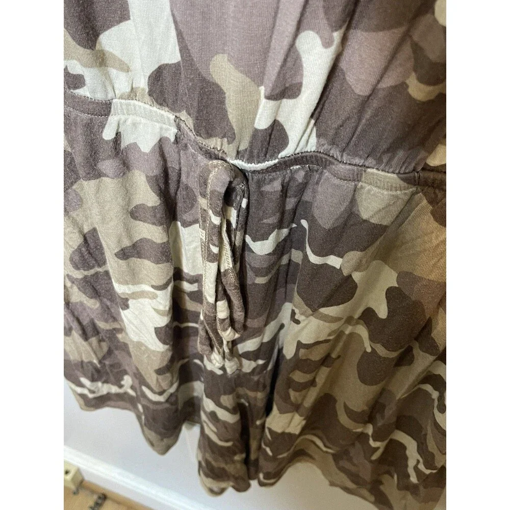 Zenana Women's Camo Print Romper Shorts With Cinche Tie Size X-Large